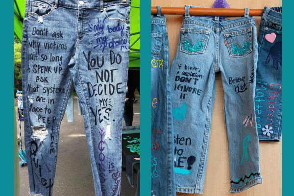jeans decorated for Denim Day